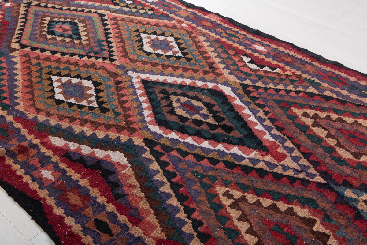 Vintage Multicolour Handwoven Kilim – 11' 1" x 5' 9" (337 x 174 cm)