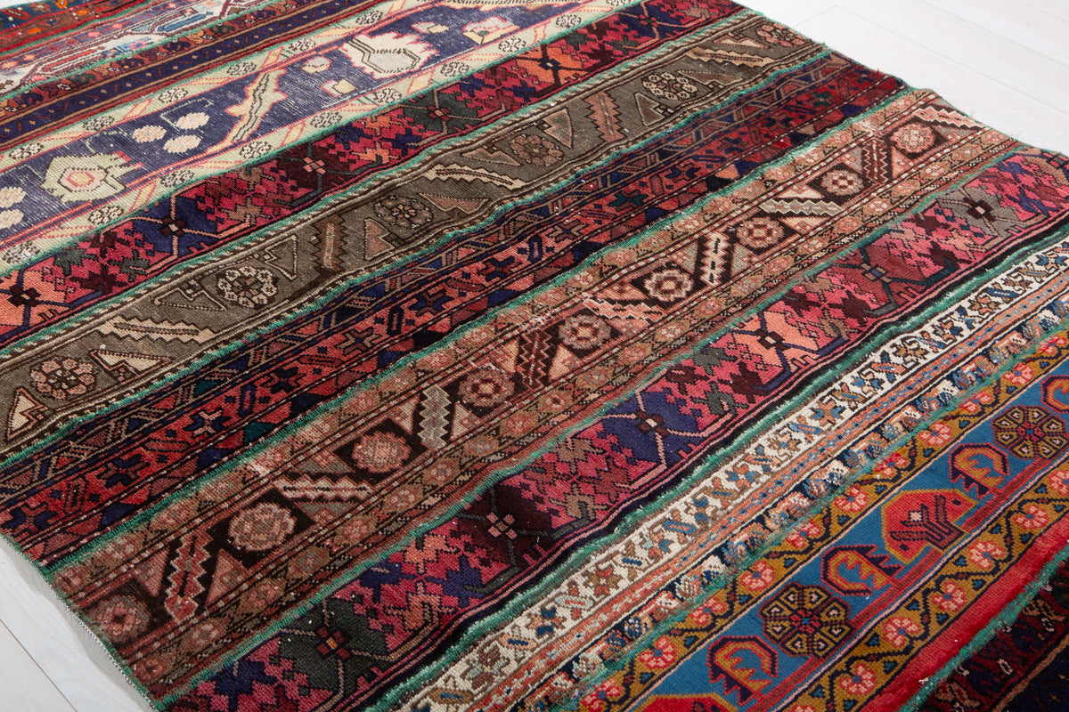 Vintage Multicolour Hand-Knotted Patchwork Rug – 7' 11" x 5' 6" (242 x 168 cm)