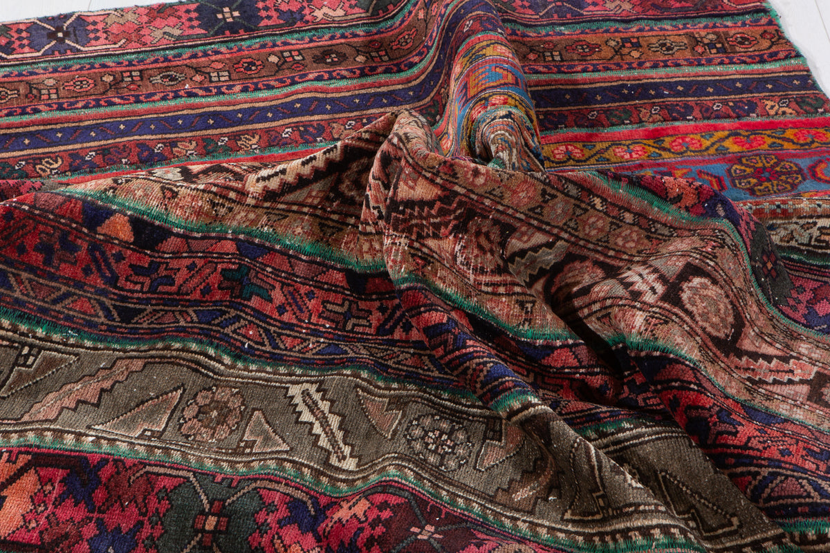 Vintage Multicolour Hand-Knotted Patchwork Rug – 7' 11" x 5' 6" (242 x 168 cm)