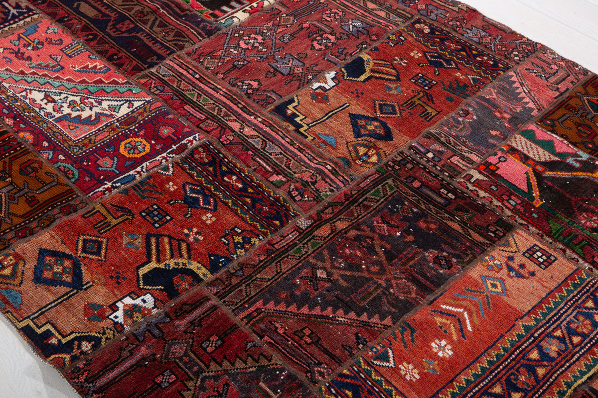 Vintage Multicolour Hand-Knotted Patchwork Rug – 6' 8" x 4' 10" (203 x 147 cm)
