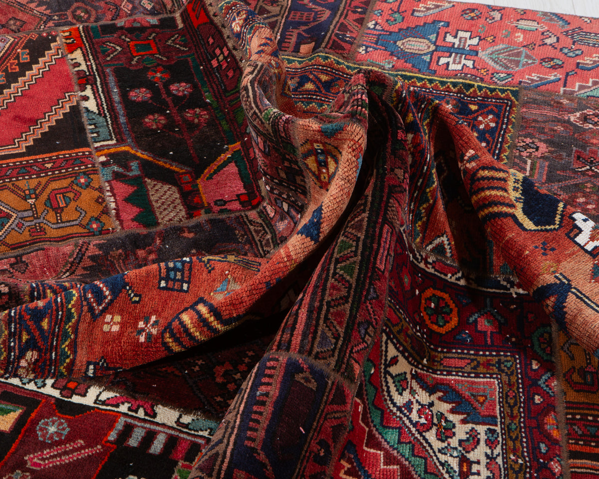 Vintage Multicolour Hand-Knotted Patchwork Rug – 6' 8" x 4' 10" (203 x 147 cm)