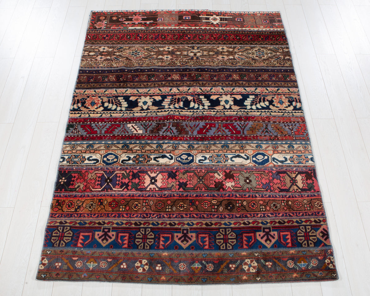 Vintage Multicolour Hand-Knotted Patchwork Rug – 7' 1" x 4' 11" (217 x 150 cm)