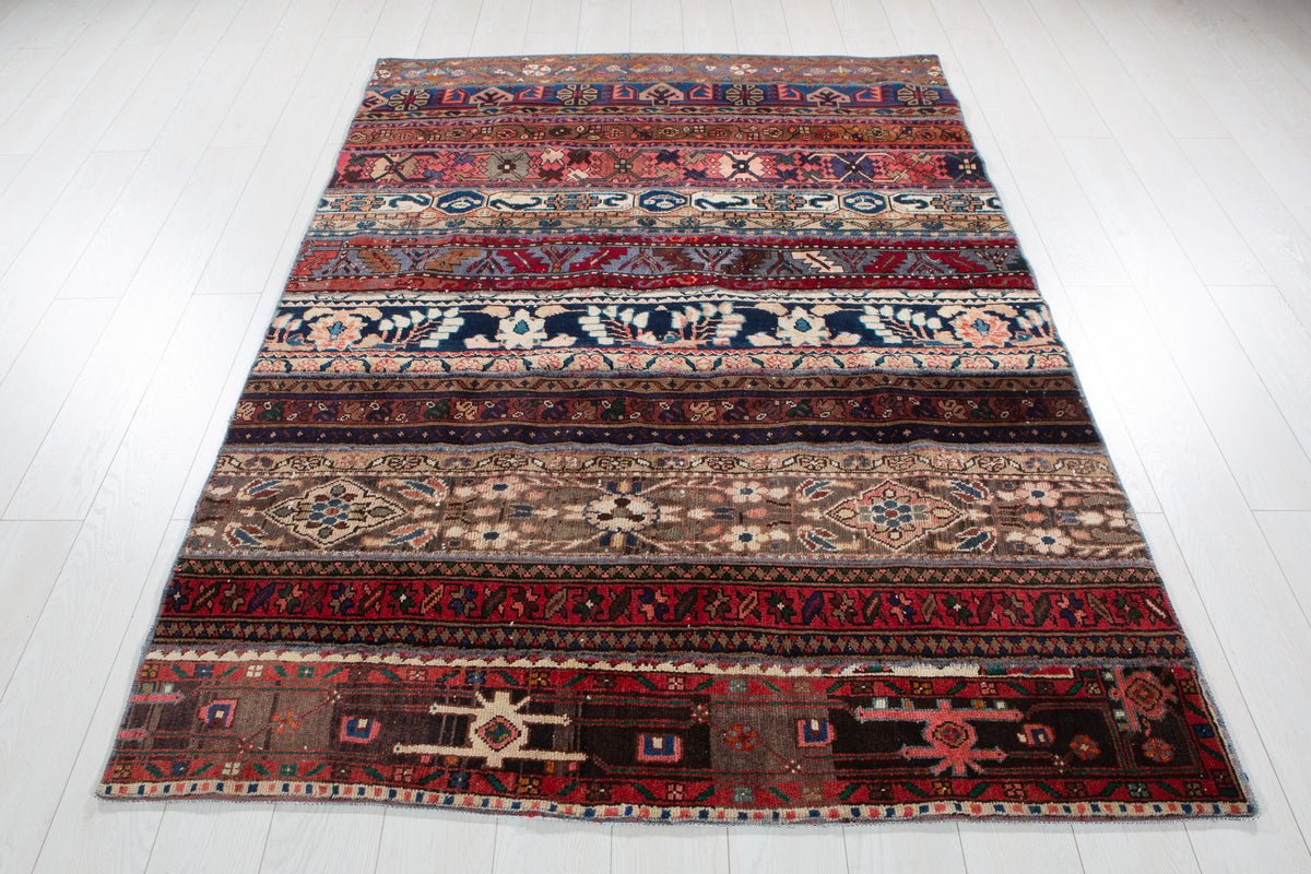 Vintage Multicolour Hand-Knotted Patchwork Rug – 7' 1" x 4' 11" (217 x 150 cm)