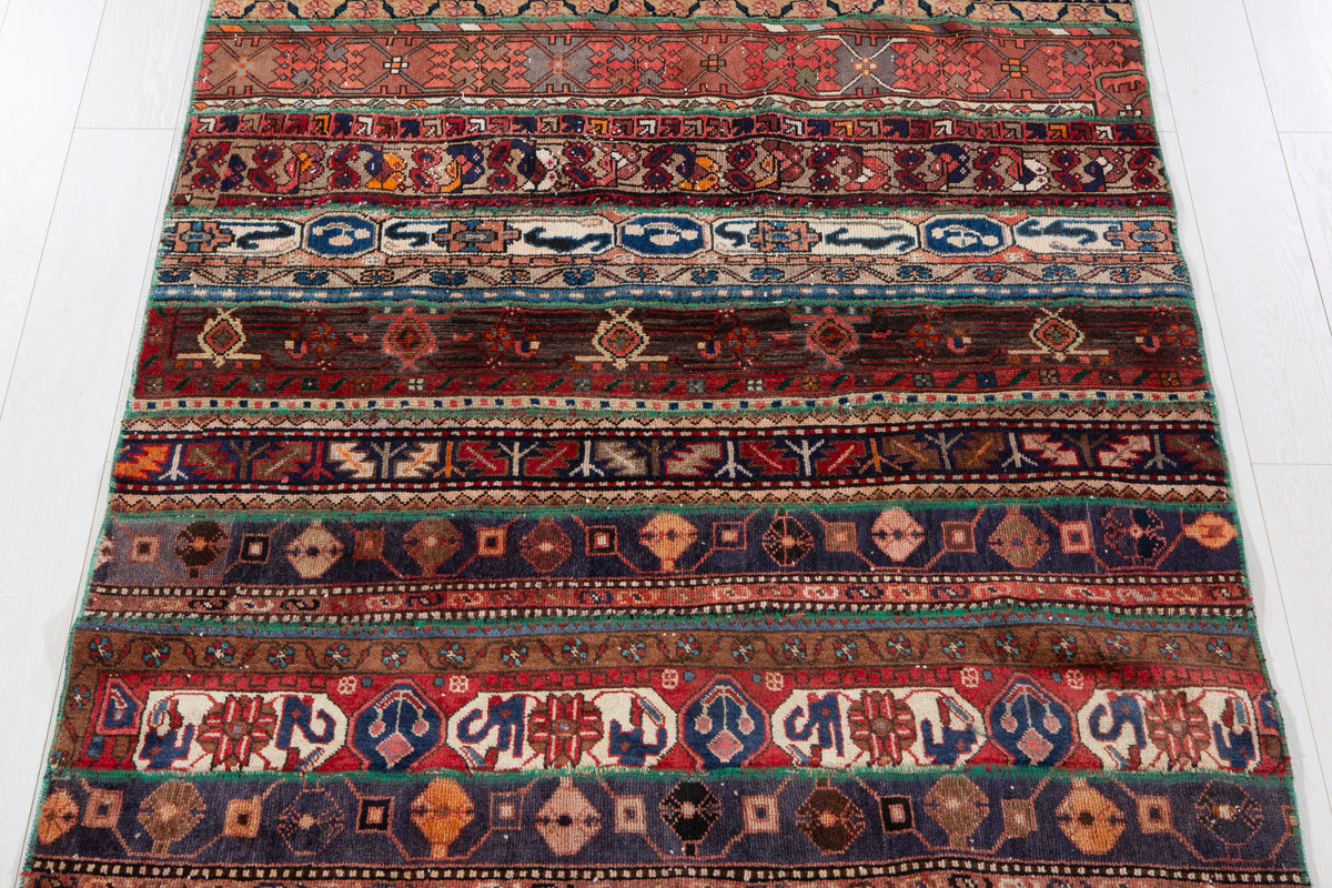 Vintage Multicolour Hand-Knotted Patchwork Rug – 7' 4" x 4' 8" (224 x 141 cm)