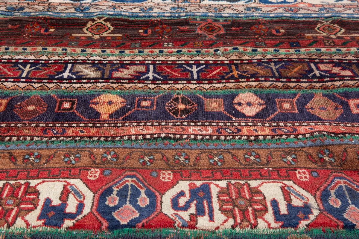 Vintage Multicolour Hand-Knotted Patchwork Rug – 7' 4" x 4' 8" (224 x 141 cm)