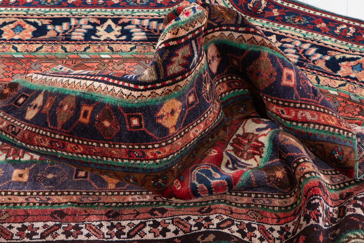 Vintage Multicolour Hand-Knotted Patchwork Rug – 7' 4" x 4' 8" (224 x 141 cm)
