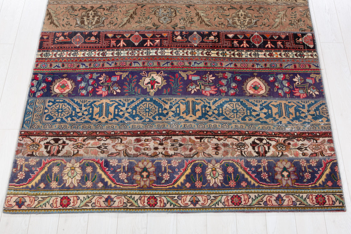 Vintage Multicolour Hand-Knotted Patchwork Rug – 7' 10" x 5' 7" (240 x 171 cm)
