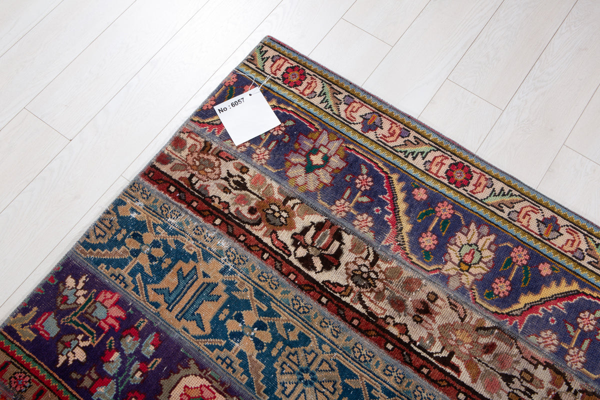Vintage Multicolour Hand-Knotted Patchwork Rug – 7' 10" x 5' 7" (240 x 171 cm)