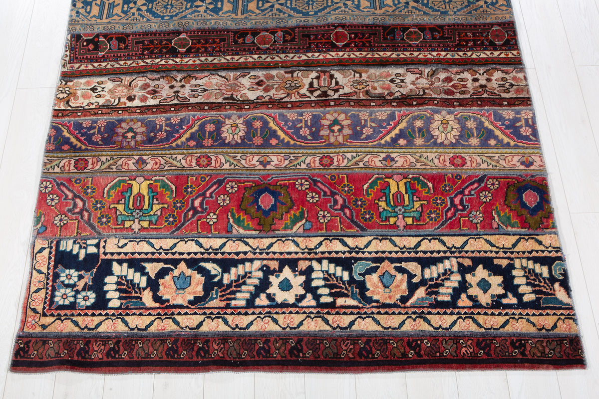 Vintage Multicolour Hand-Knotted Patchwork Rug – 8' 0" x 5' 7" (243 x 170 cm)
