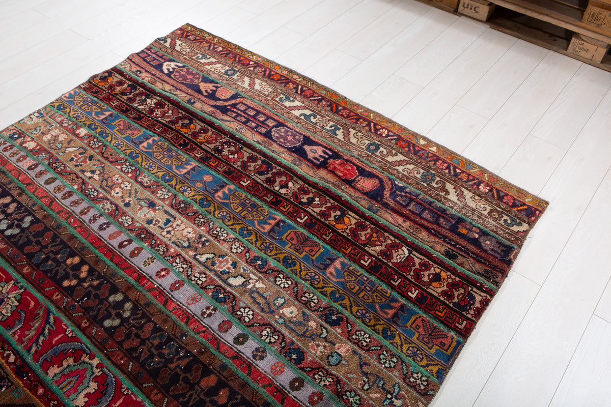 Vintage Multicolour Hand-Knotted Patchwork Rug – 7' 11" x 5' 5" (242 x 166 cm)