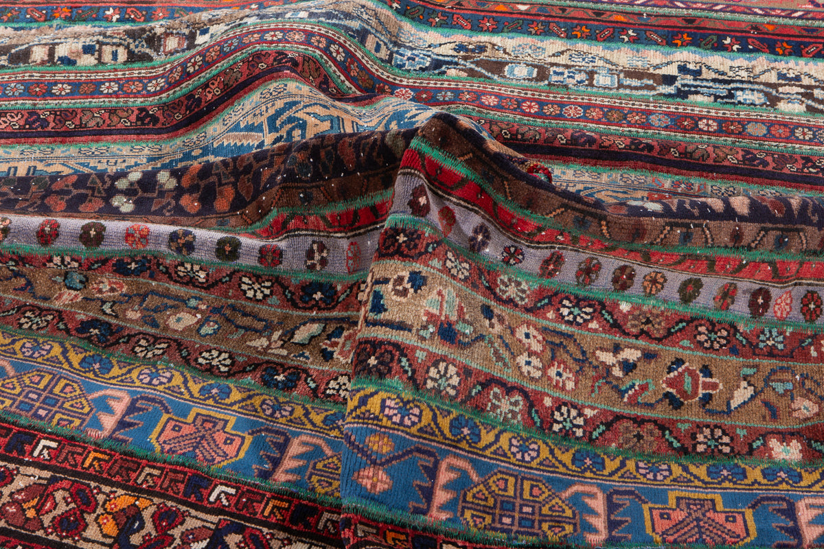 Vintage Multicolour Hand-Knotted Patchwork Rug – 7' 11" x 5' 5" (242 x 166 cm)