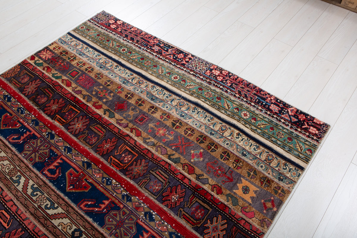 Vintage Multicolour Hand-Knotted Patchwork Rug – 7' 10" x 5' 7" (240 x 171 cm)