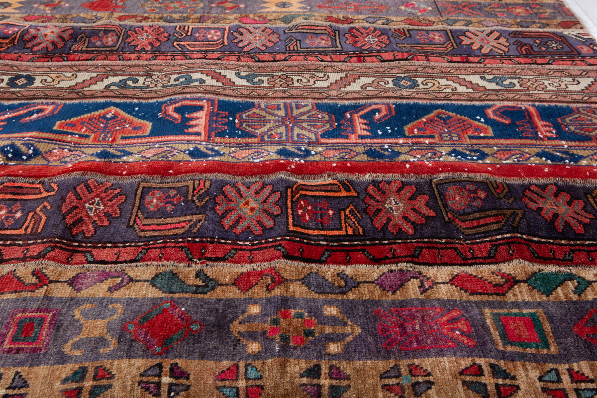 Vintage Multicolour Hand-Knotted Patchwork Rug – 7' 10" x 5' 7" (240 x 171 cm)