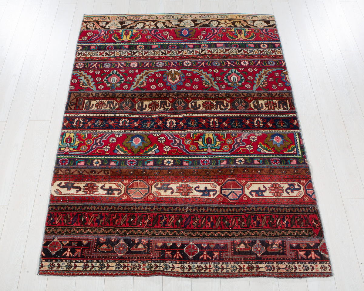 Vintage Multicolour Hand-Knotted Patchwork Rug – 6' 10" x 4' 11" (208 x 151 cm)