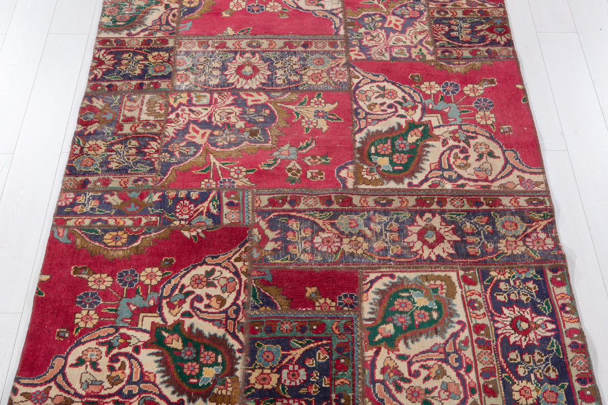 Vintage Multicolour Hand-Knotted Patchwork Rug – 6' 9" x 4' 10" (206 x 148 cm)