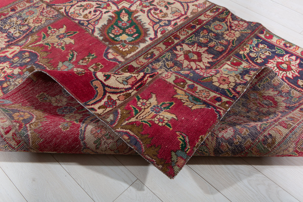 Vintage Multicolour Hand-Knotted Patchwork Rug – 6' 9" x 4' 10" (206 x 148 cm)