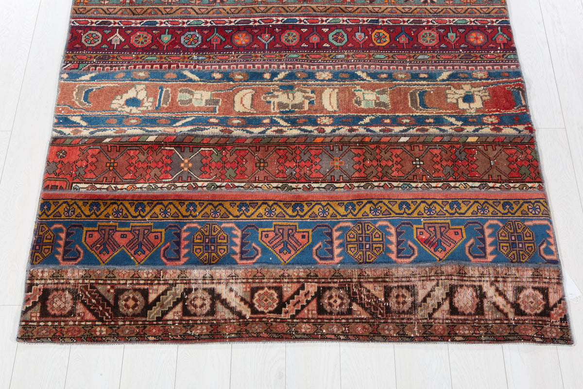 Vintage Multicolour Hand-Knotted Patchwork Rug – 6' 9" x 4' 11" (207 x 151 cm)