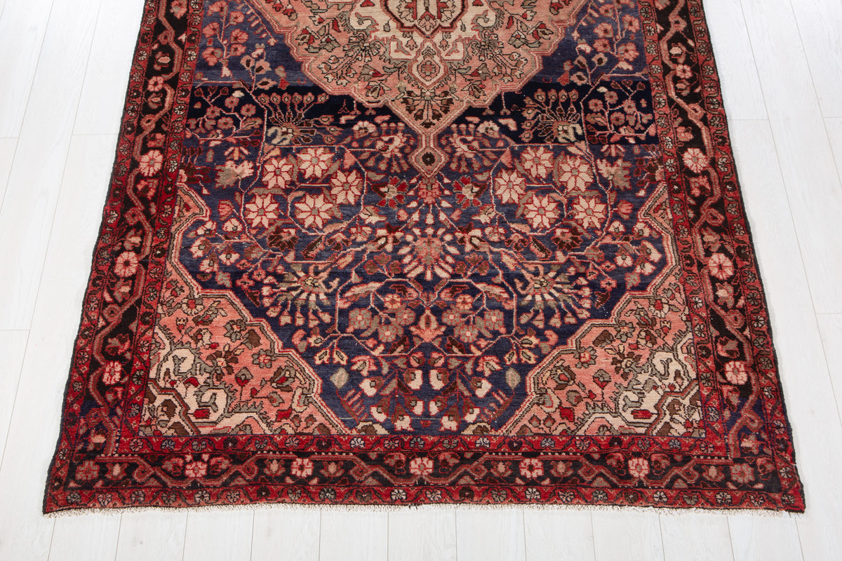 Antique Navy Blue Hand-Knotted Wool Rug – 10' 5" x 5' 5" (318 x 164 cm)