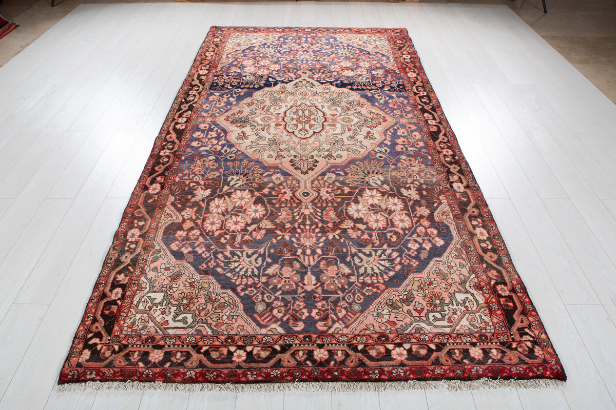 Antique Navy Blue Hand-Knotted Wool Rug – 10' 5" x 5' 5" (318 x 164 cm)