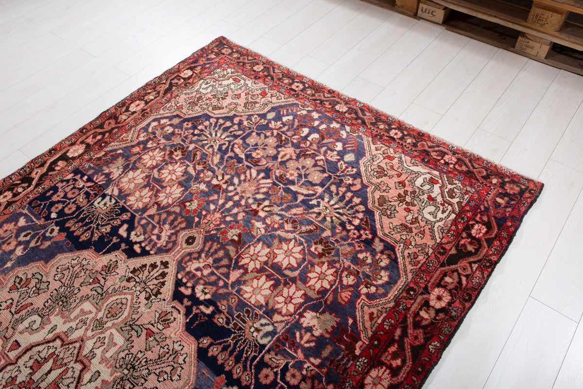 Antique Navy Blue Hand-Knotted Wool Rug – 10' 5" x 5' 5" (318 x 164 cm)