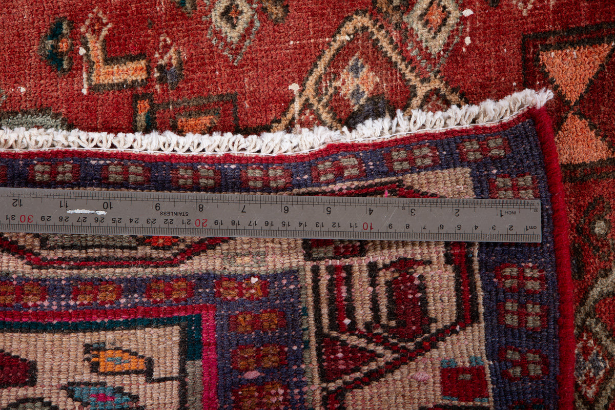 Antique Red Hand-Knotted Wool Rug – 9' 9" x 4' 10" (296 x 148 cm)