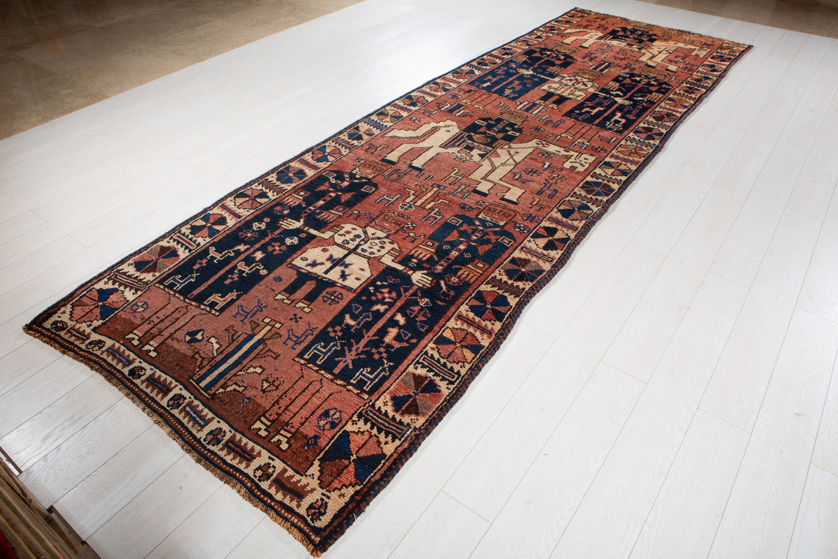 Antique Copper Hand-Knotted Wool Rug – 13' 1" x 4' 3" (399 x 129 cm)