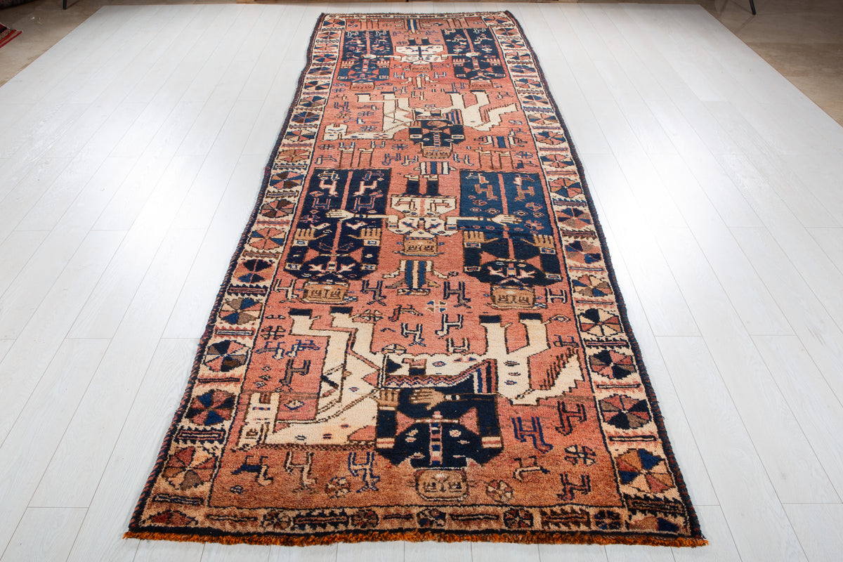 Antique Copper Hand-Knotted Wool Rug – 13' 1" x 4' 3" (399 x 129 cm)