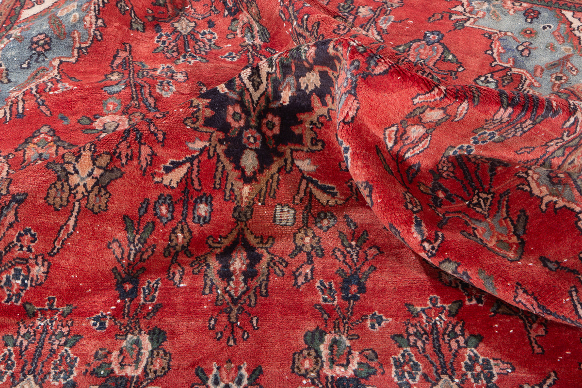 Vintage Red Hand-Knotted Wool Rug – 8' 6" x 5' 10" (260 x 178 cm)
