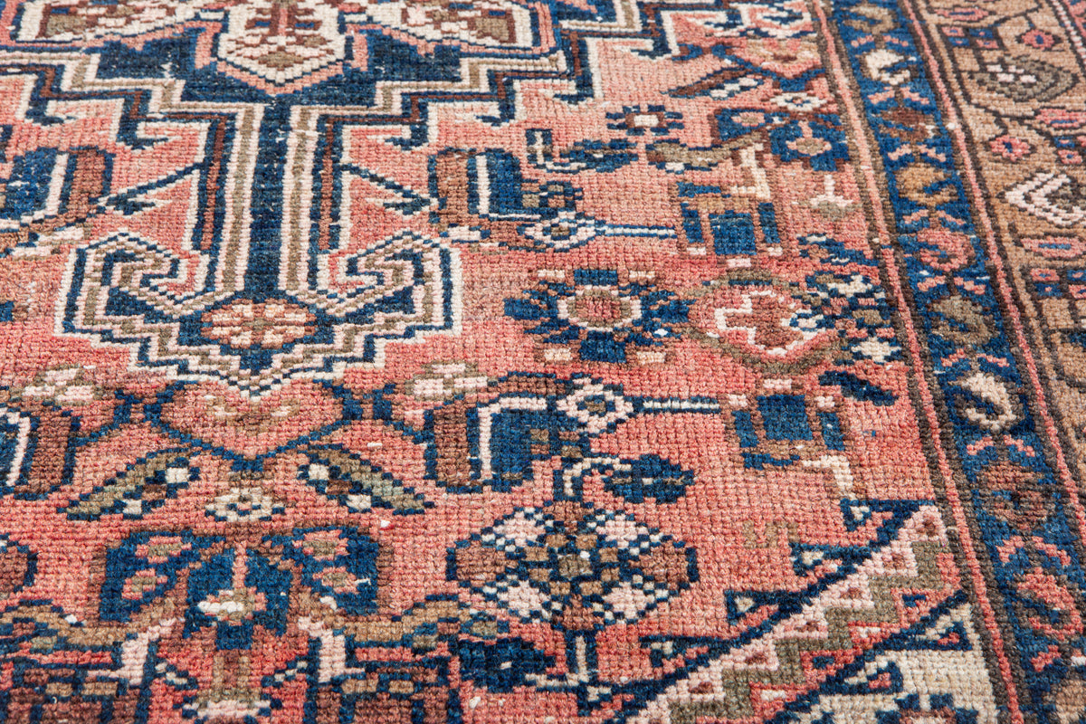 Antique Faded Rust Red Hand-Knotted Wool Rug – 6' 6" x 3' 3" (199 x 98 cm)