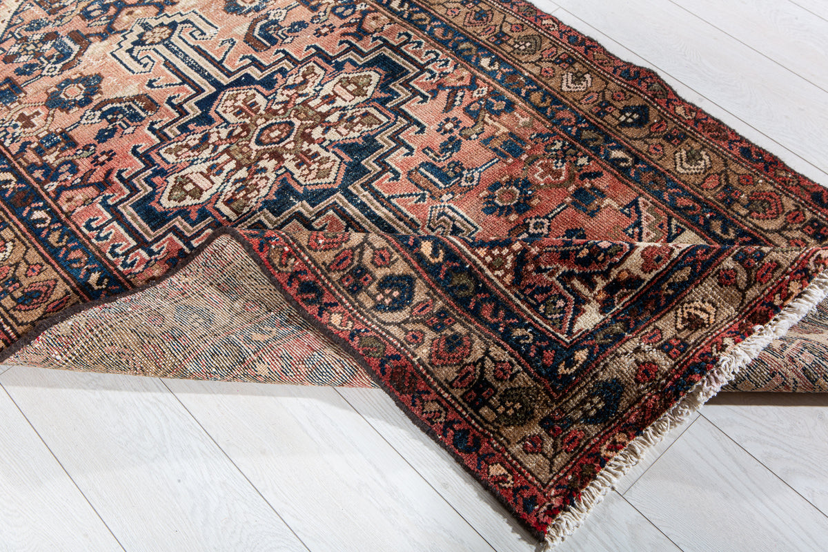 Antique Faded Rust Red Hand-Knotted Wool Rug – 6' 6" x 3' 3" (199 x 98 cm)