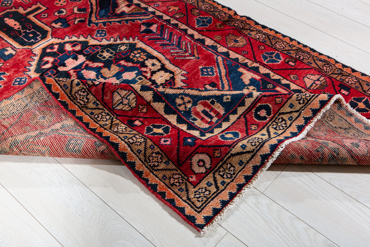 Vintage Red Hand-Knotted Wool Rug – 6' 2" x 4' 0" (189 x 122 cm)