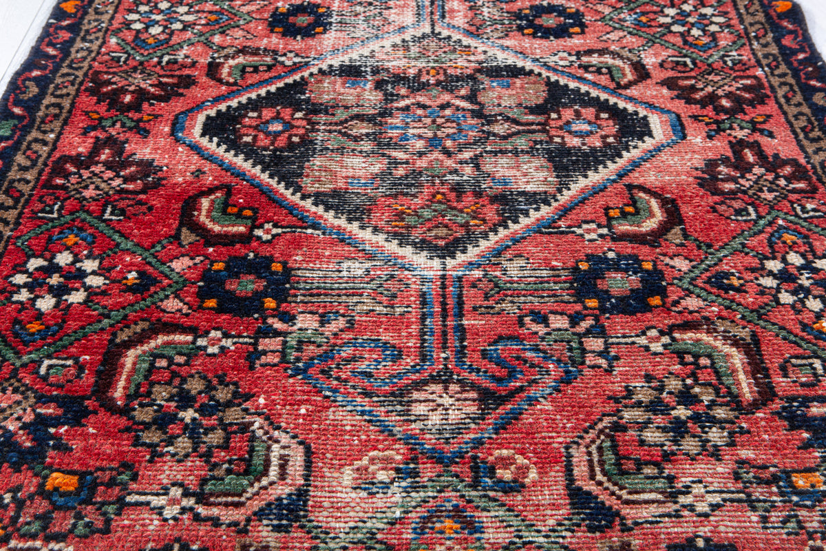 Antique Red Hand-Knotted Wool Rug – 5' 11" x 2' 10" (181 x 86 cm)