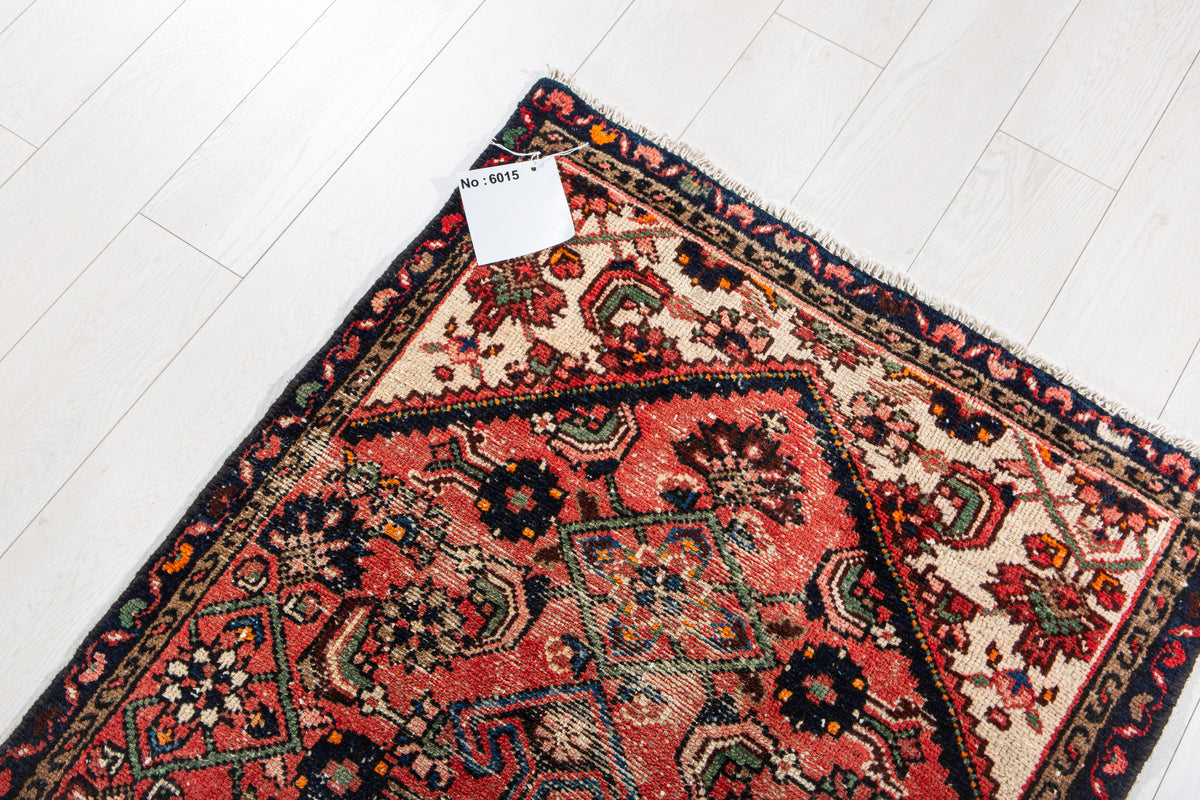 Antique Red Hand-Knotted Wool Rug – 5' 11" x 2' 10" (181 x 86 cm)