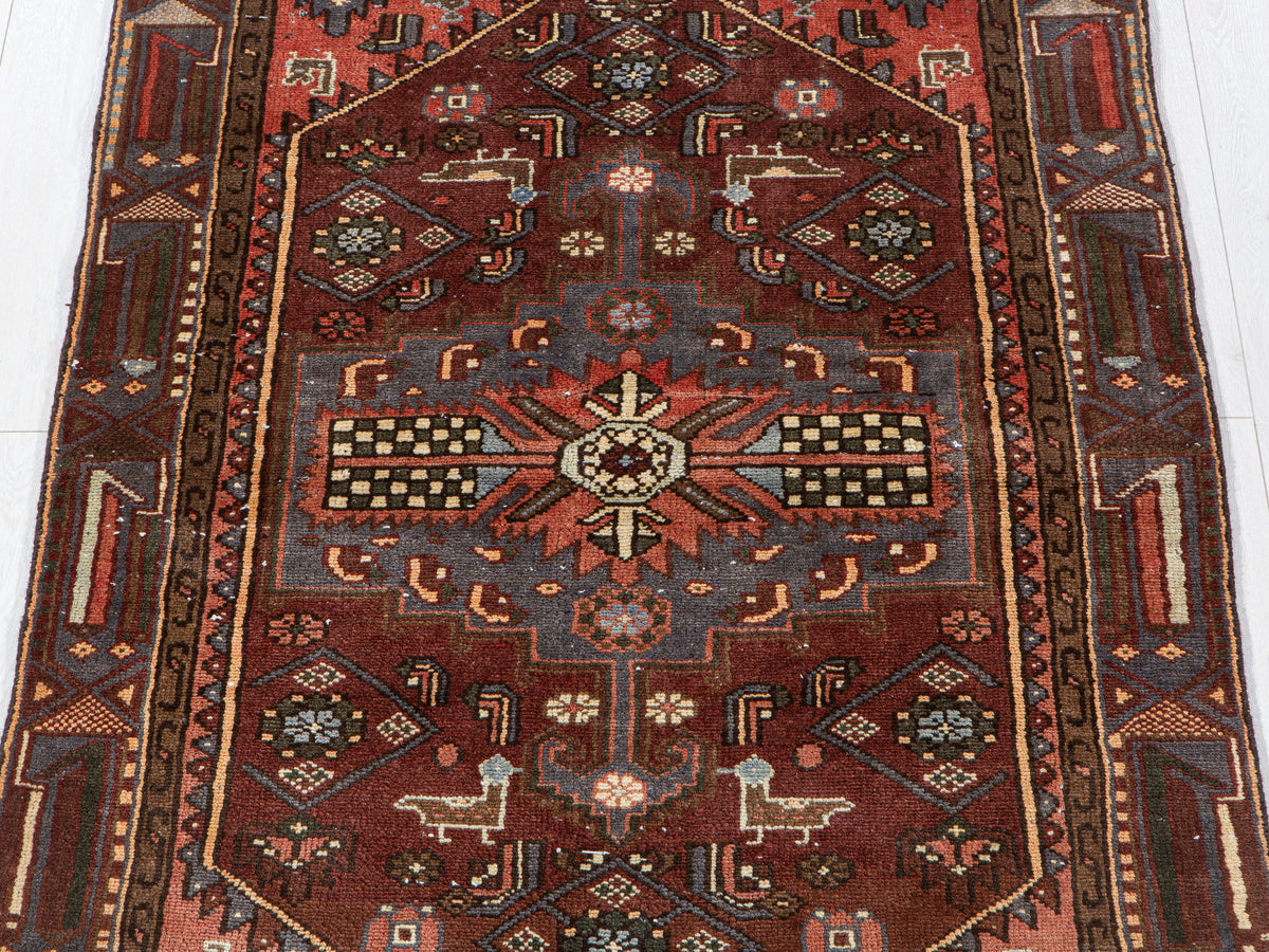 Vintage Rust Red Hand-Knotted Wool Rug – 6' 0" x 3' 9" (182 x 114 cm)