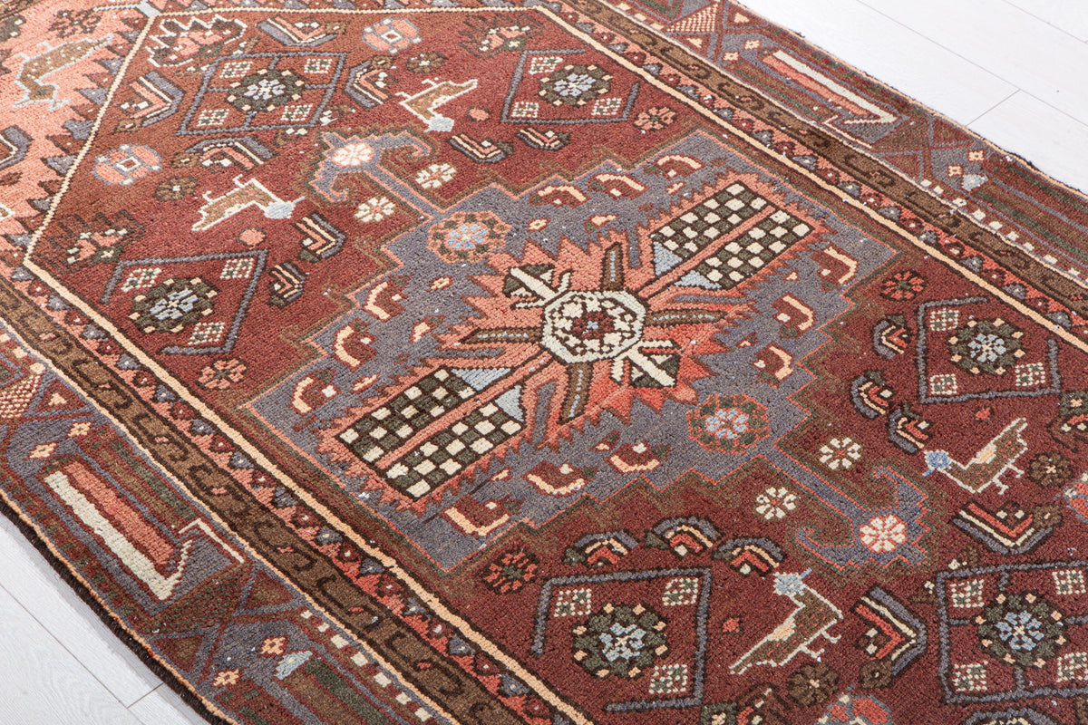 Vintage Rust Red Hand-Knotted Wool Rug – 6' 0" x 3' 9" (182 x 114 cm)