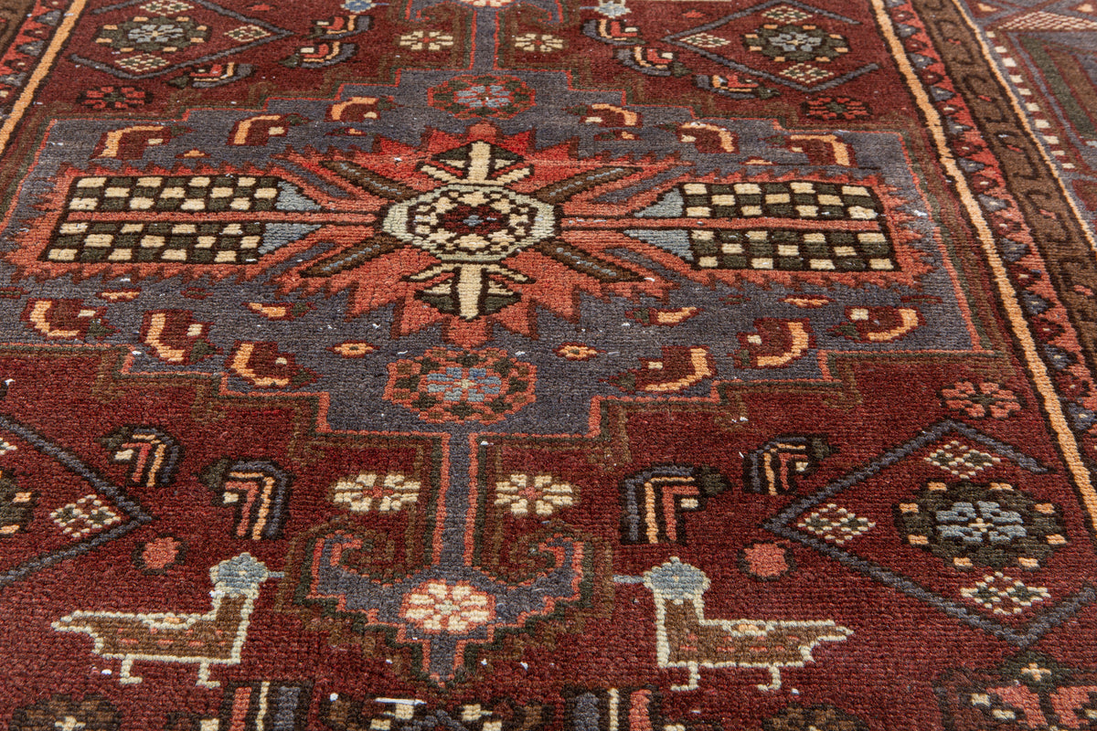 Vintage Rust Red Hand-Knotted Wool Rug – 6' 0" x 3' 9" (182 x 114 cm)