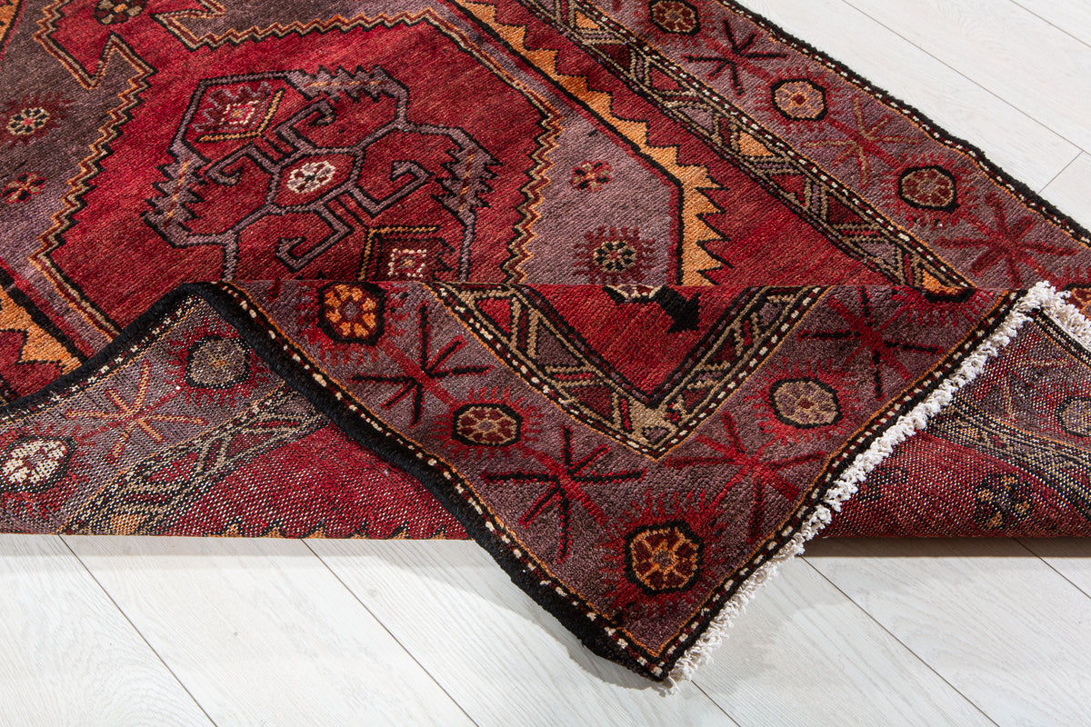 Vintage Red Hand-Knotted Wool Rug – 6' 4" x 3' 7" (193 x 109 cm)