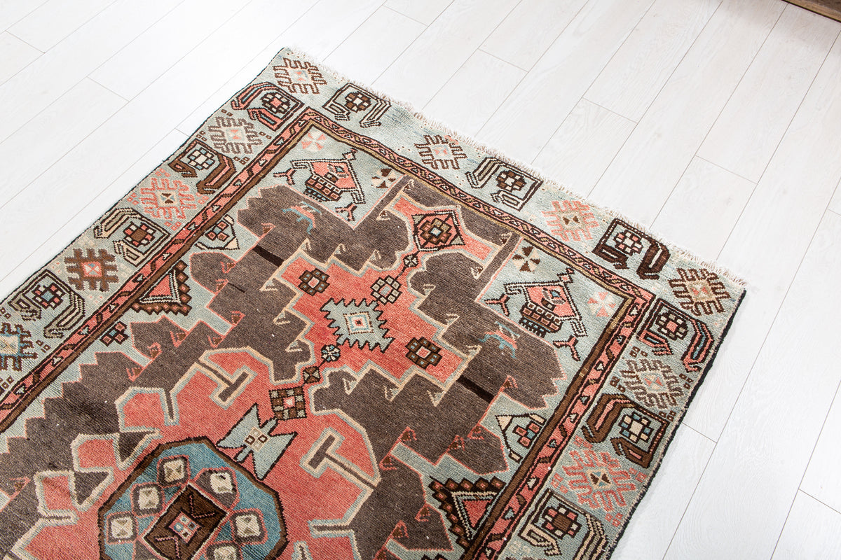 Antique Black & Red Hand-Knotted Wool Rug – 6' 0" x 3' 10" (184 x 118 cm)