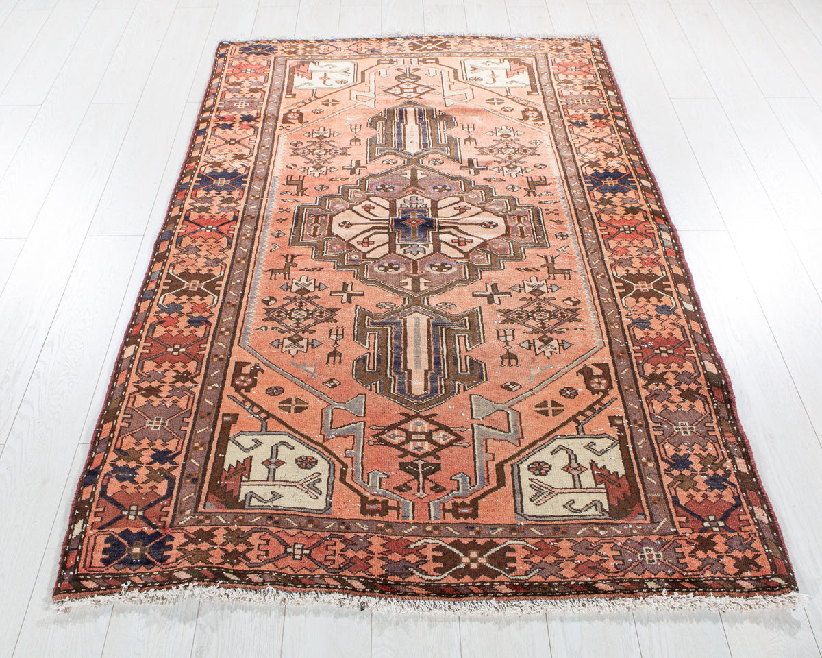 Vintage Rust Red & Rust Orange Hand-Knotted Wool Rug – 6' 3" x 4' 2" (191 x 128 cm)