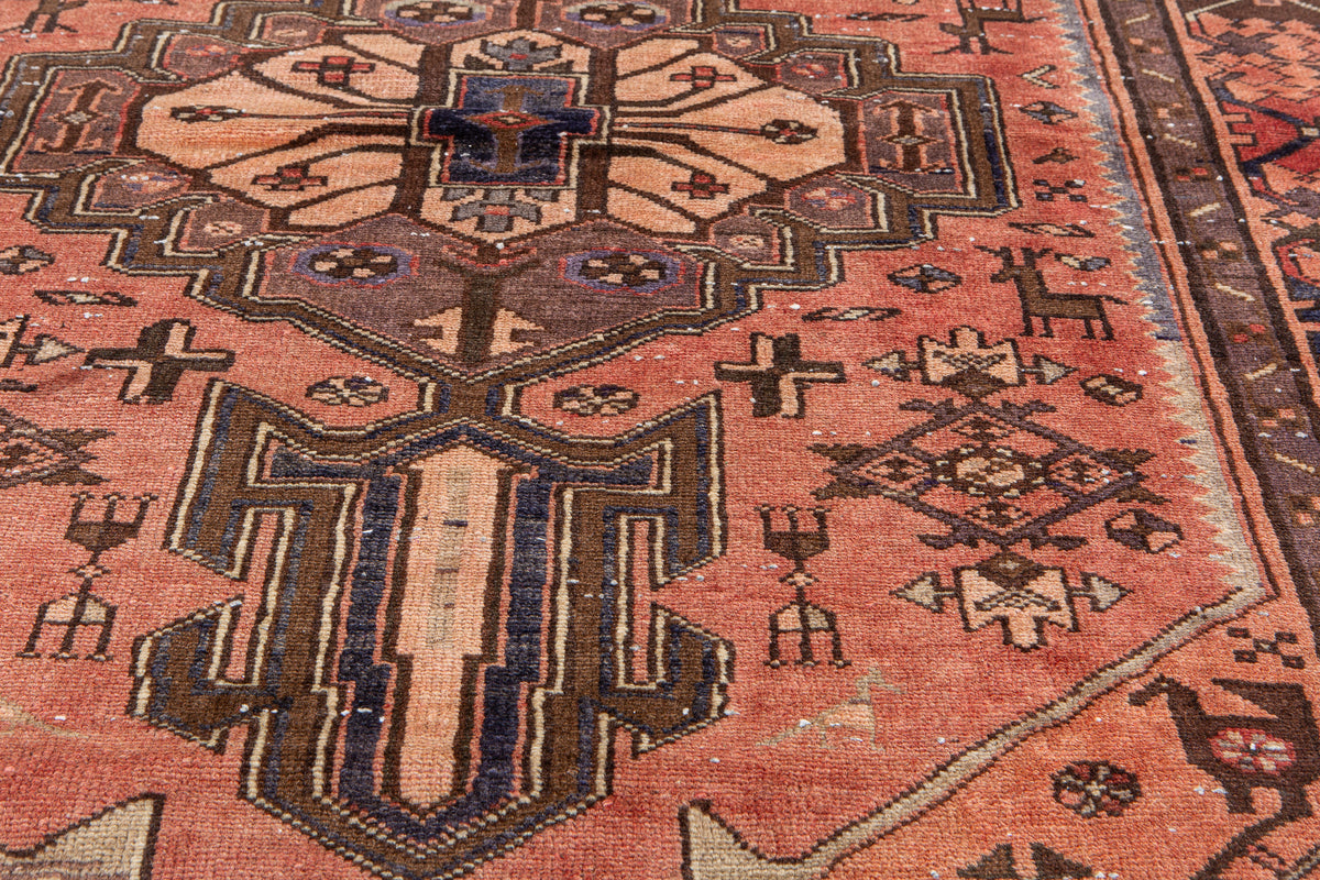 Vintage Rust Red & Rust Orange Hand-Knotted Wool Rug – 6' 3" x 4' 2" (191 x 128 cm)