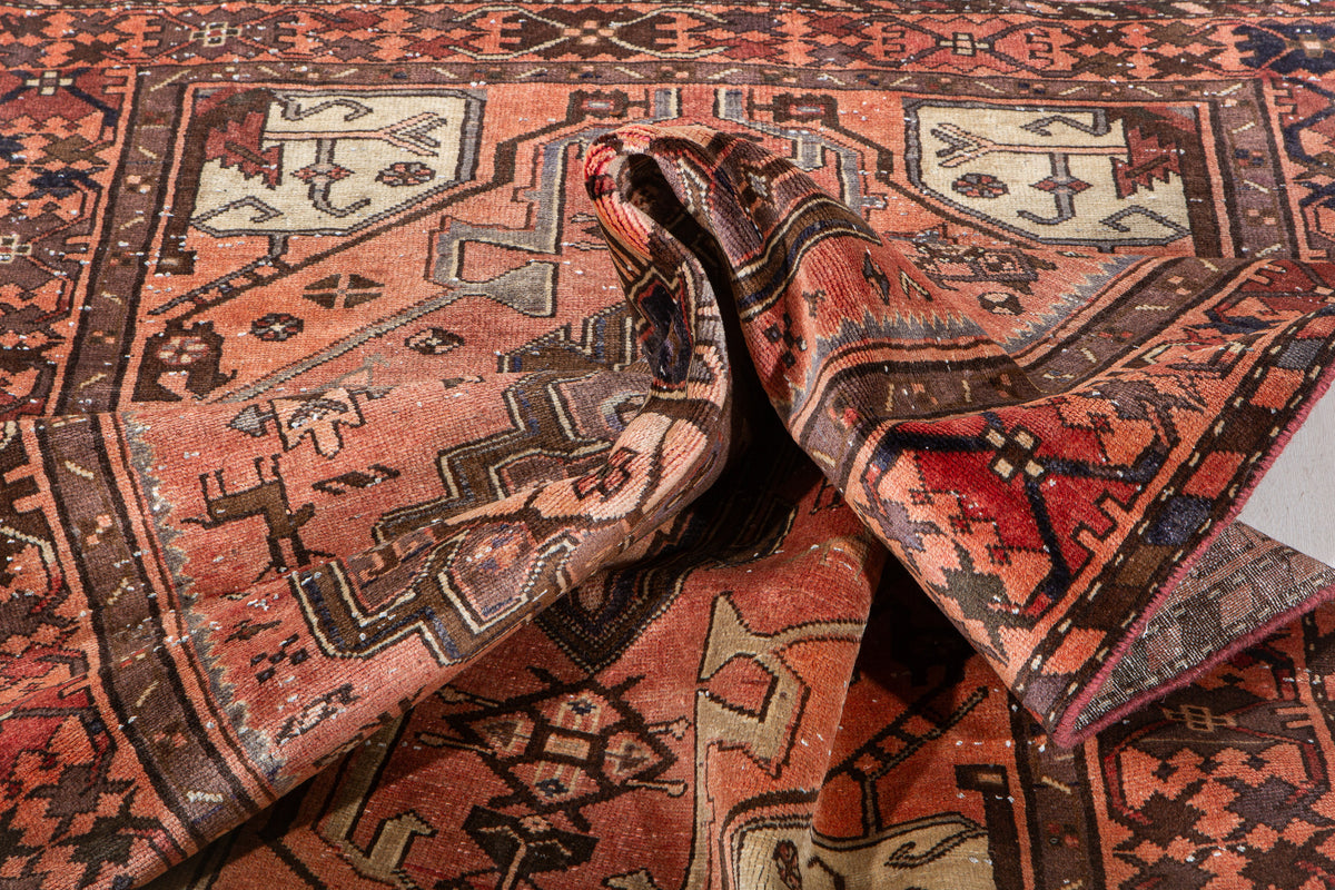 Vintage Rust Red & Rust Orange Hand-Knotted Wool Rug – 6' 3" x 4' 2" (191 x 128 cm)
