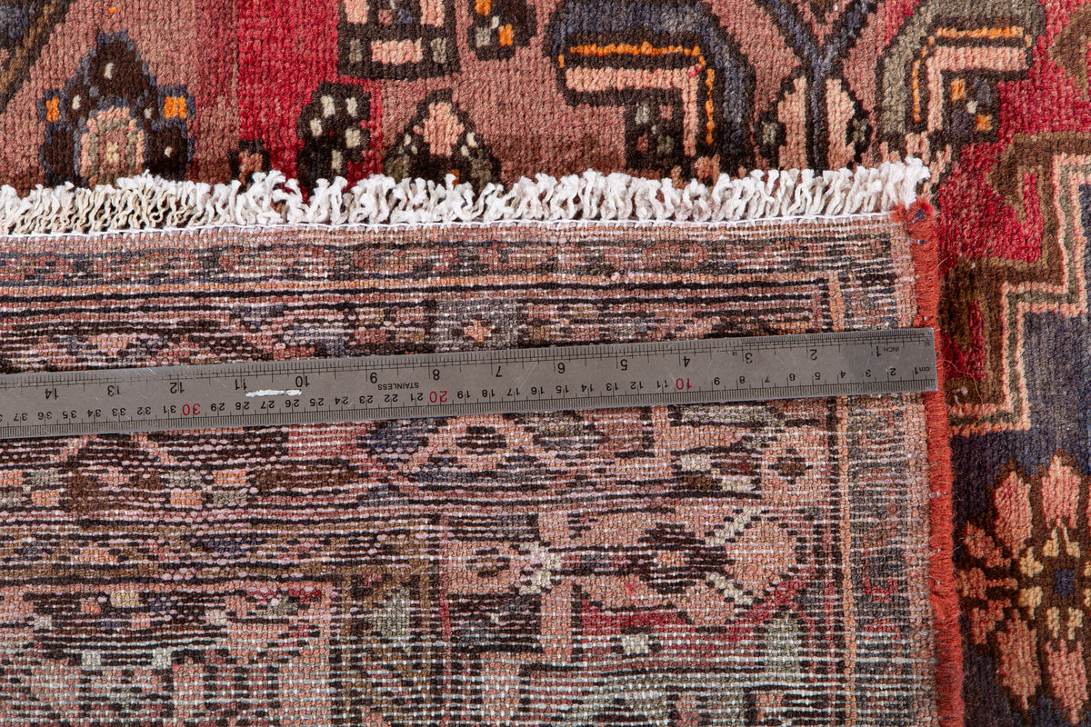 Vintage Rust Red & Salmon Pink Hand-Knotted Wool Rug – 7' 1" x 4' 4" (216 x 133 cm)