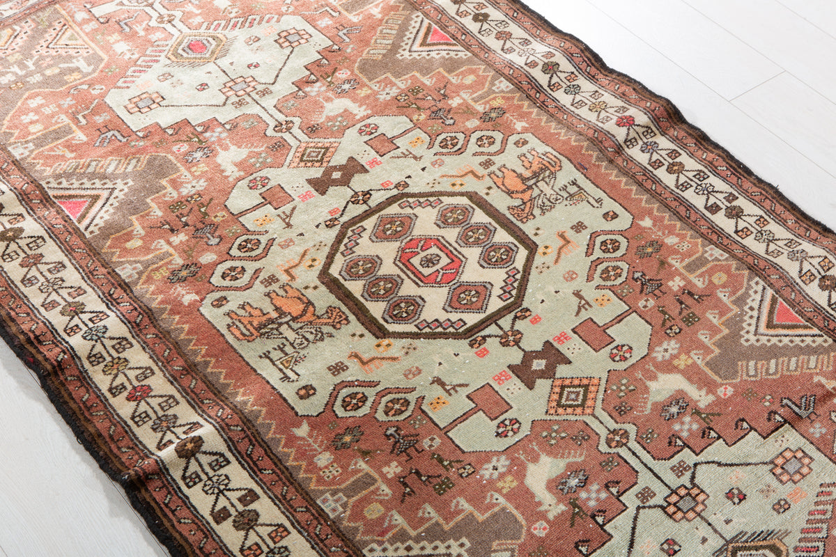 Tapis vintage en laine nouée à la main, rouge rouille – 5' 11" x 3' 6" (181 x 106 cm)