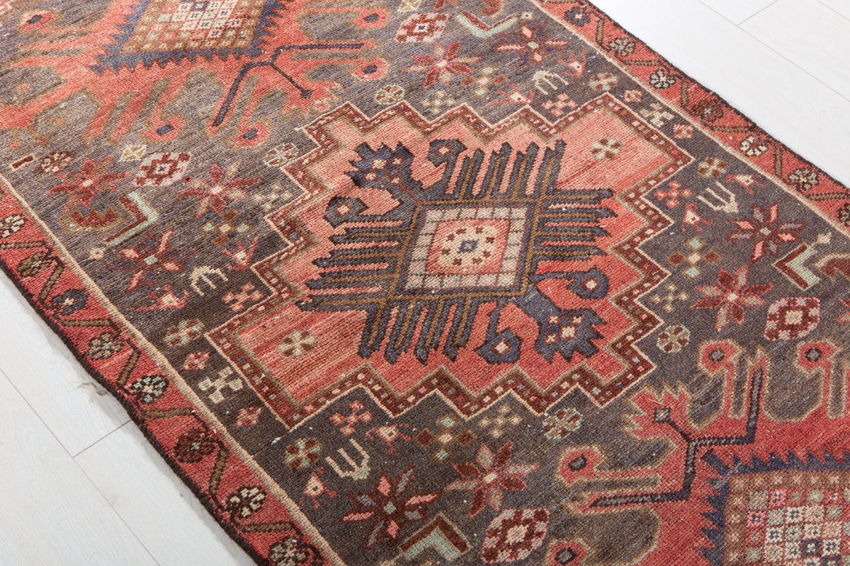 Antique Red Hand-Knotted Wool Rug – 5' 10" x 3' 1" (177 x 94 cm)