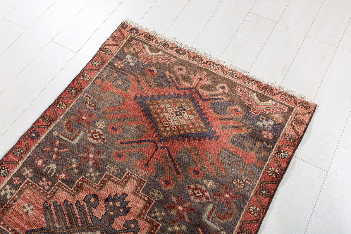 Antique Red Hand-Knotted Wool Rug – 5' 10" x 3' 1" (177 x 94 cm)