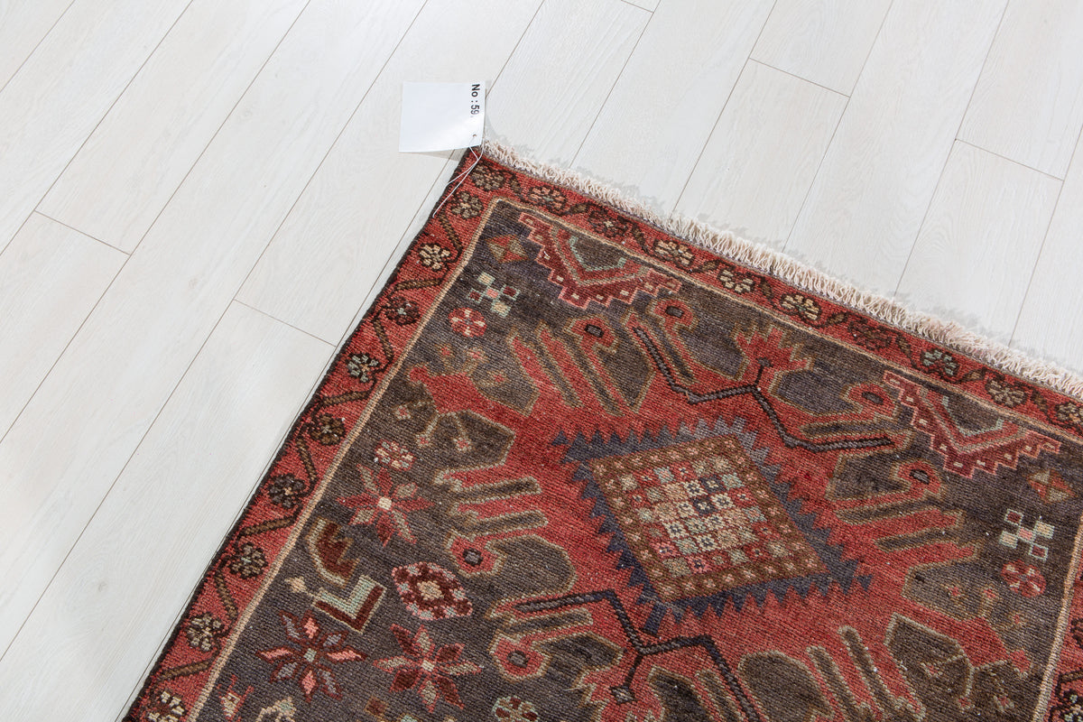 Antique Red Hand-Knotted Wool Rug – 5' 10" x 3' 1" (177 x 94 cm)