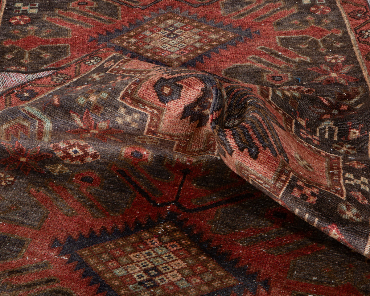 Antique Red Hand-Knotted Wool Rug – 5' 10" x 3' 1" (177 x 94 cm)