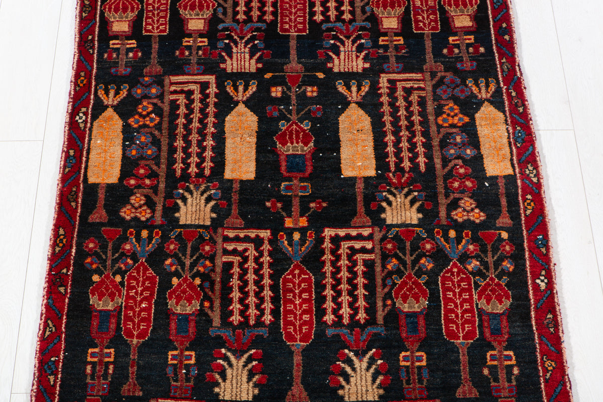 Antique Deep Navy Blue Hand-Knotted Wool Rug – 5' 9" x 3' 5" (176 x 103 cm)