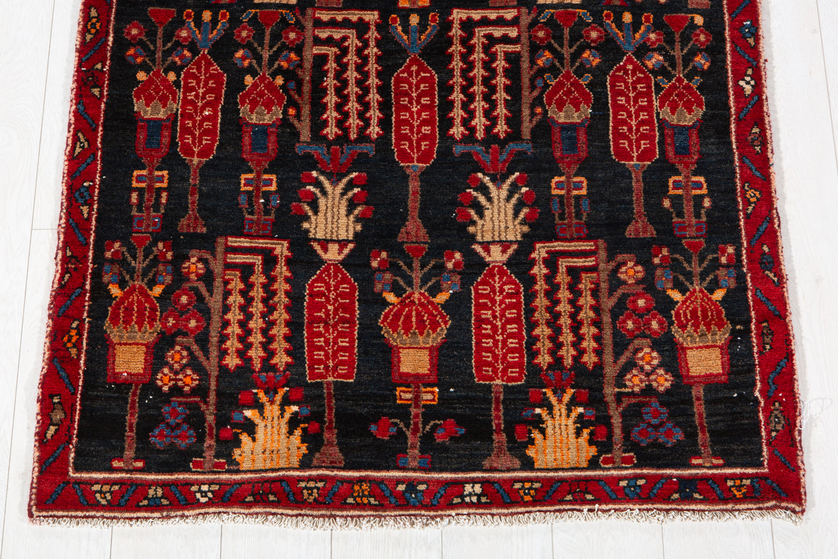 Antique Deep Navy Blue Hand-Knotted Wool Rug – 5' 9" x 3' 5" (176 x 103 cm)