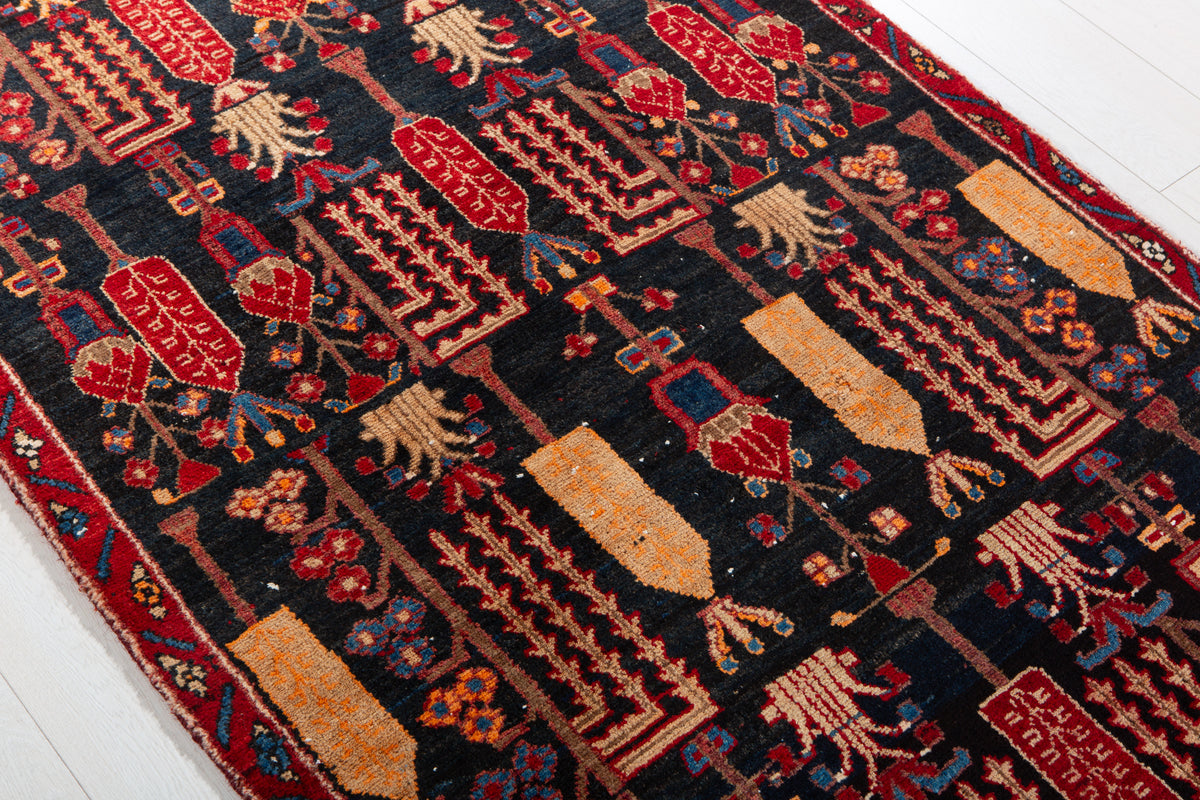 Antique Deep Navy Blue Hand-Knotted Wool Rug – 5' 9" x 3' 5" (176 x 103 cm)